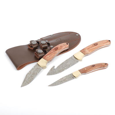 Mossy Oak 3 Piece Wood Finish Stainless Steel Knife Set with Leather  Sheath, Brown - Yahoo Shopping