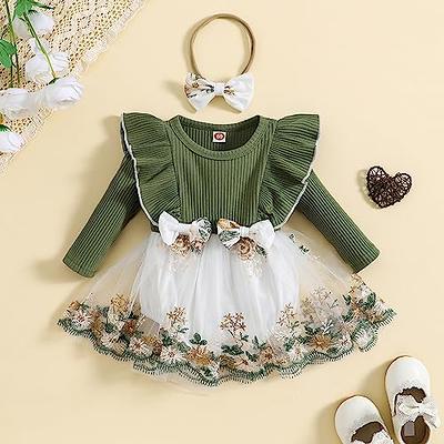 CREAIRY Infant Newborn Baby Girl Romper Dress Ruffle Bowknot