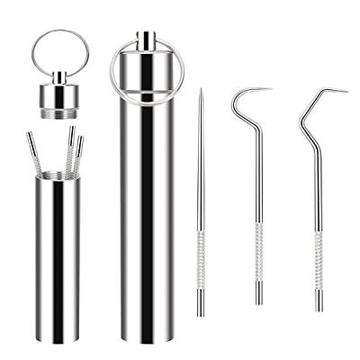 3 Pieces 2 Set Metal Toothpicks Kit, Anglecai Reusable Titanium Toothpick  with Pocket Toothpick Holder Portable Stainless Steel Keychain Teeth  Cleaning Tools for Outdoor Travel Camping (Silver) - Yahoo Shopping