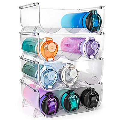 4 Pack Plastic Clear Stackable Holder Storage Water Bottle