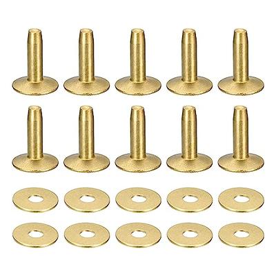 Uxcell Leather Rivets Double Cap Brass Rivet Leather Stud | Harfington, Bronze Tone / 10mm / 50set