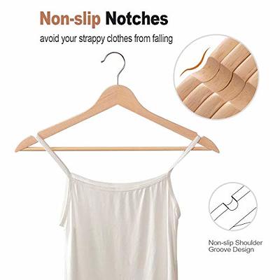 Non-slip Wooden Clothes Hangers Withe Grooves, Solid Wood Drying