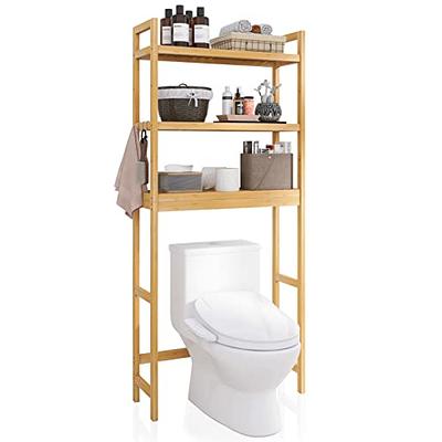 Merax Toilet Storage Shelf with Adjustable Shelves and Shutter