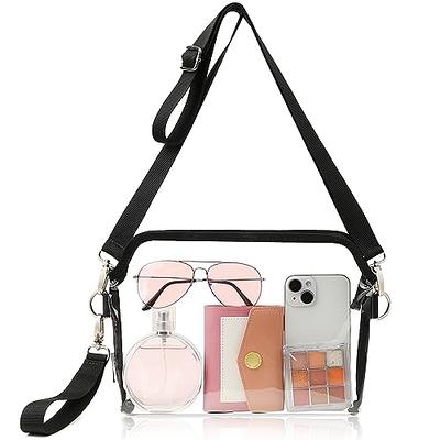 Missnine Clear Bag Stadium Approved PVC Crossbody Purse for Women  Transparent Shoulder Concert Bag with Guitar Strap Black