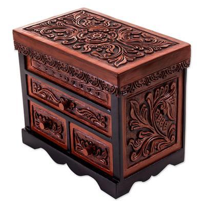 NOVICA Hand Made Repousse Brass Jewelry Box, Metallic, Enchantment