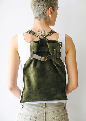 Green Leather Bag, Suede Backpack, Vintage Convertible Backpack Purse -  Yahoo Shopping