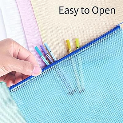 12PCS Mesh Zipper Pouch, Waterproof Tear-Resistant Document File Folders,  A3 Size Zipper Documents Pouch Document Organizer Bags for School Office