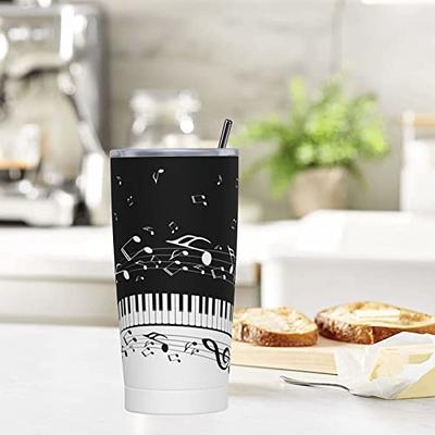 Dujiea 20oz Tumbler With Lid And Straw, Piano Keys Music Note Vacuum Insulated  Iced Coffee Mug Reusable Travel Cup Stainless Steel Water Bottle - Yahoo  Shopping