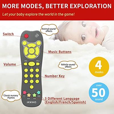  Baby Remote Control Toy, Realistic Toddler TV Remote Toy with  Sounds Light Kid Early Learning Education Baby Musical Toys Remote with  English French Spanish Gift for 1 2 Year Old Boys