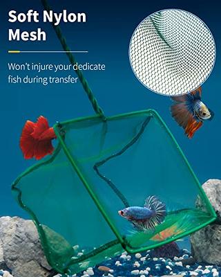 Pawfly 8 Inch Aquarium Fish Net with Braided Metal Handle Square Net with  Soft Fine Mesh