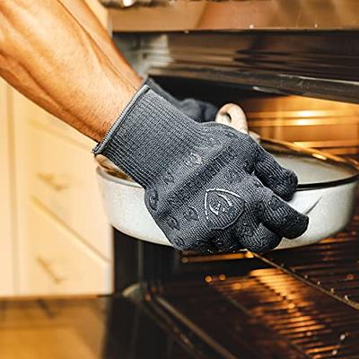 BBQ Heat Resistant Gloves Oven Mitts Pair With Fingers Cooking Pot Holder  