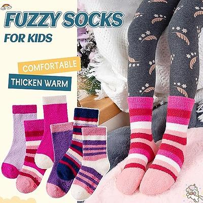 Cozy Fuzzy Slipper Socks Women Plush Soft Warm Fluffy Coral Velvet Thicken  Crew Socks for Winter Holiday 5 Pairs