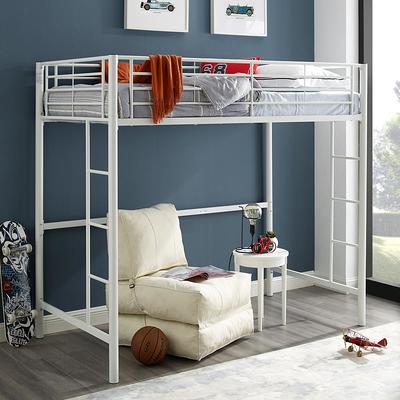 Walker Edison Furniture Company Premium, Walker Edison Twin Metal Loft Bed With Desk And Shelving White