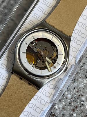 Vintage 1989 Rare Tech Swatch Watch Gx115 Real Stuff Never Worn With Box  Running Battery Leather Band Nwt 34mm Face Original Swatch - Yahoo Shopping