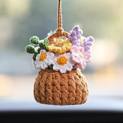 Cute Car Plant Accessories Cute Plant Crochet Car Mirror Suspension  Accessories Orchid Potted Crochet Hand Woven Rearview Mirror Accessories  (E) - Yahoo Shopping