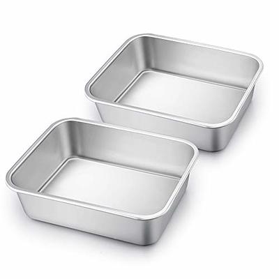P&P CHEF 12.4 Inch Deep Baking Pan Set of 2, Stainless Steel Sheet Cake  Lasagna Pan for Toaster Oven, Rectangle Baking Trays for Cookie, Corrugated