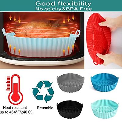 8.5Inch Silicone Air Fryer Liners Reusable with Handle- 2PC Food