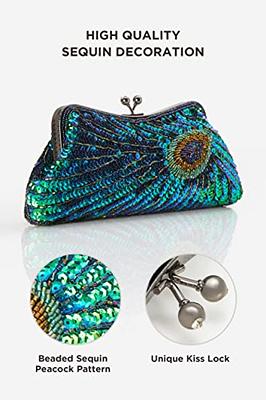 BABEYOND 1920s Flapper Peacock Clutch - Gatsby Sequined Evening