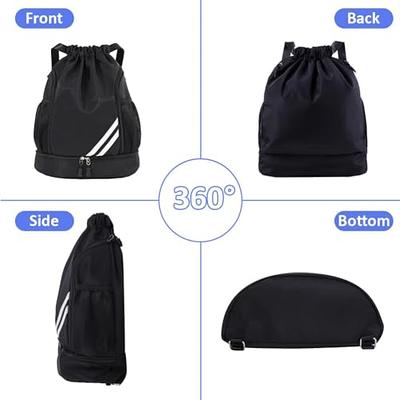 WANDF Drawstring Backpack Sports Gym Bag with Shoes Compartment