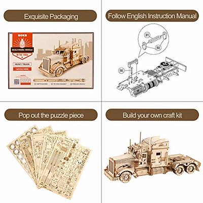 WOODEN.CITY Vintage Cars Monster Truck 1 - DIY 3D Wooden Model Kits for  Adults to Build Cars - 3D Wooden Puzzles for Adults Brain Teaser - Wood Car