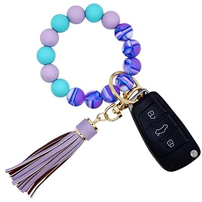 TSNSOEEO Wristlet Keychain Bracelet Wallet, Key Ring Silicone Bead Bangle,  Tassel Card Pocket Key Chains for Woman - Yahoo Shopping