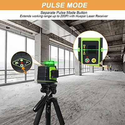 Huepar Laser Level Green Beam 4X360 4D with Pulse Mode Triple Power Supply