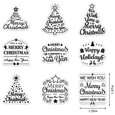 Merry Christmas Clear Stamps for Card Making, Holiday Greetings Words Clear  Rubber Stamps with Sentiment for Christmas Crafts Scrapbooking Album Paper