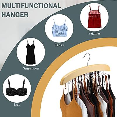 2 Pieces Space Saving Bra Organizer with Wood Tank Top Hanger Closet  Organizer Hangers Natural Wood Bra Holder Hanger Closet Organizer and  Storage