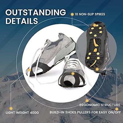 Ice Cleats,Universal Snow Grips for Shoes Ice Fishing Gear Traction Cleats  Anti Slip Snow Grips Non-Slip Gripper Over Shoe Boot Rubber with 5 Steel  Studs Crampon, Ice & Snow Grips 