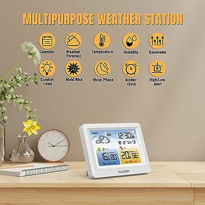 Newentor Weather Station Wireless Indoor Outdoor Thermometer, Color Display  Digital Weather Thermometer with Atomic Clock, Forecast Station with