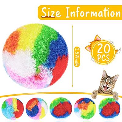 20 Pcs Christmas Cat Ball Toy Kitty Yarn Puffs Assorted Color Small Cat Toy  Plush Kitty