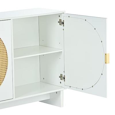  Knocbel Storage Cabinet with 2 Drawers and 4 Rattan