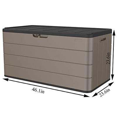 ADDOK 85 Gallon Deck Box Lockable, Resin Outdoor Storage Box