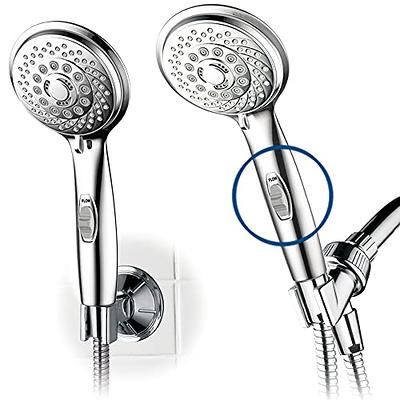 AquaCare High Pressure 8-mode Handheld Shower Head - Anti-clog Nozzles,  Built-in Power Wash to Clean Tub, Tile & Pets, Extra Long 6 ft. Stainless