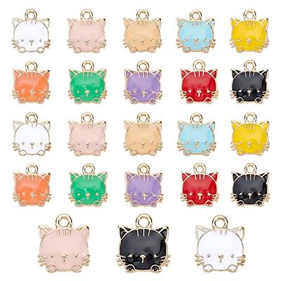 PH PandaHall 10 Colors Cat Charms, 60pcs Animal Enamel Pendants