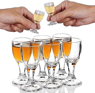 Clear Etched Glass Aperitif Miniature Brandy Snifters, Set of 4