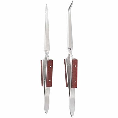 2PCS Lock Tweezer, Stainless steel Solder Tweezers Jewelry Soldering  Pointed Straight Curved Tip DIY Craft Tool with Wooden Handle for  Industrial Jewelry - Yahoo Shopping