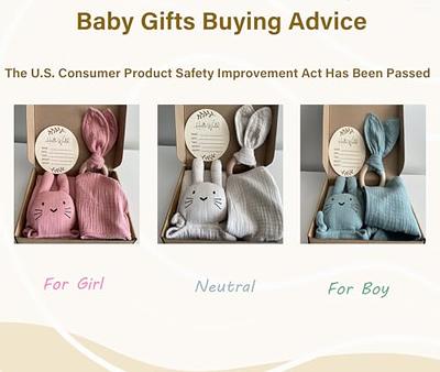 iAOVUEBY Baby Gift Set for Newborn, Baby Shower Gifts for Girls Boys,  Unique Baby Gifts Basket with Infant Swaddle Blanket Wooden Rattle Keepsake  Baby