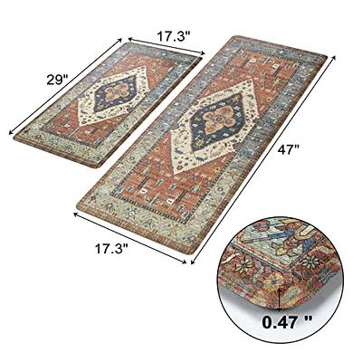 KIMODE Kitchen Rugs and Mats 2PCS,Washable Kitchen Mats for Floor with  Non-Slip Rubber Backing,Absorbent Natural Farmhouse Kitchen Runner Rugs Set  for