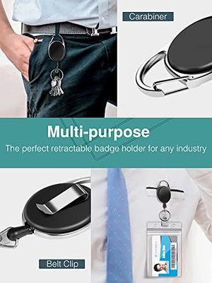  Diateklity 20 Pack Retractable Badge Holder with Carabiner  Reel Clip, Bulk ID Card Key Holder with Ring, Heavy Duty Black Key Chain  Extender for Office Work Employee : Office Products