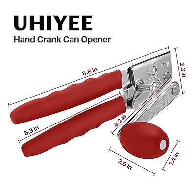 RNAB0BDFM59NP commercial can opener, uhiyee hand crank can opener manual  heavy duty with comfortable extra-long handles, oversized knob, la