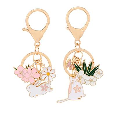 Flower Car Key Charms Toy Pig Key Holder Backpack Pendant Sakura