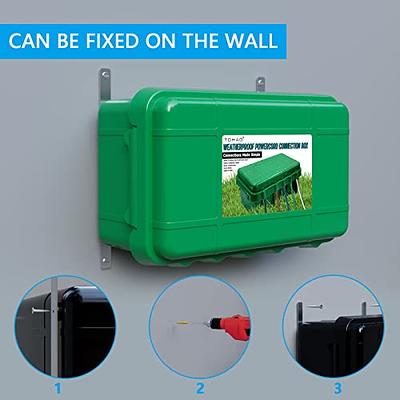 Weatherproof Extension Cord Connection Box - Waterproof Outdoor Cover for Green