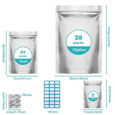 100 Pack Resealable Stand Up Mylar Bags for Food Storage - 4.3x6.3