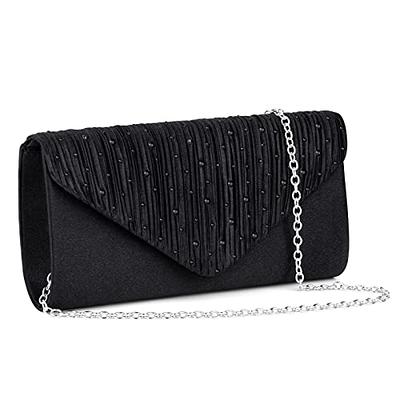 Zari Embroidered Pearl Bridal Clutch Black Color – ArtFlyck