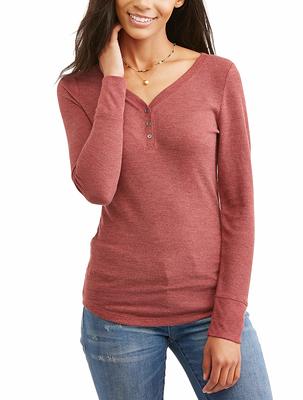 Women's Long Sleeve Thermal Henley T-Shirt 