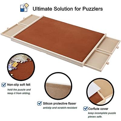 Wooden Puzzle Plateau Table for Adults & Kids | 27 x 36 Top | Puzzle  Accessories | Two Sliding Drawers
