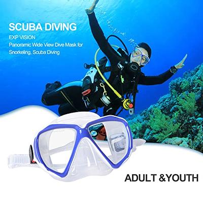  Adult Pano 3 Window Scuba Diving Mask, Tempered Glass Snorkel  Mask Anti-Fog Swim Mask No Leakage Swim Goggles with Nose Cover Snorkeling  Gear for Snorkeling, Freediving, Swimming (Black) : Sports