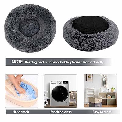 2pcs Calming Donut Dog Bed For Medium Small Dogs Cats, Fluffy Anti Anxiety Dog  Beds Washable Puppy Bed Non-slip Plush Cuddler Warming Round Faux Fur