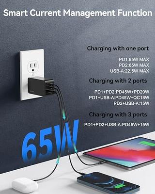 UGREEN 65W USB C Charger, Nexode 3 Ports GaN Fast Charger Block, Compact  Foldable Charger for MacBook Pro/Air, Dell XPS, iPhone 15 Pro Max/14/13,  iPad